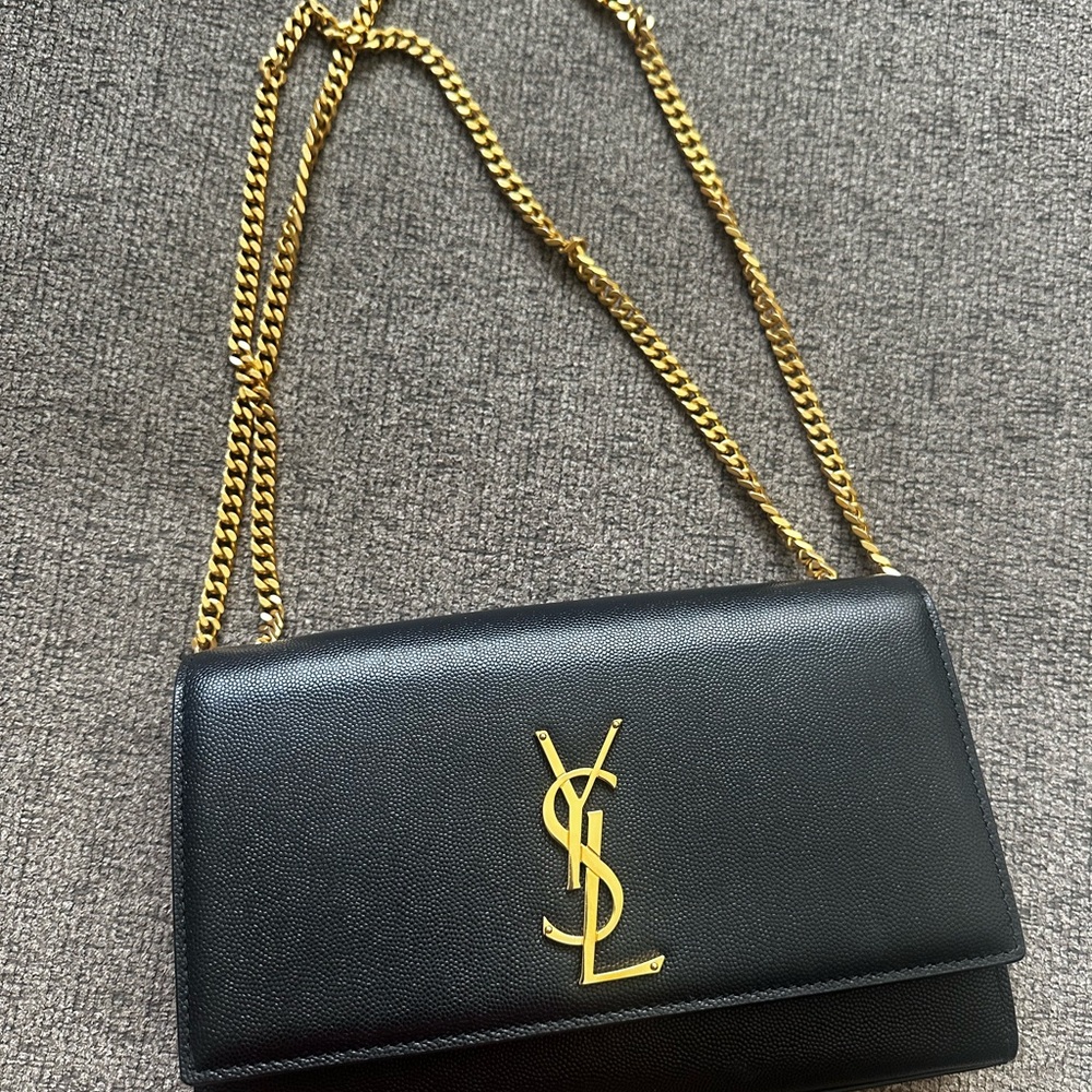 Yves Saint Laurent Black Crossbody with Gold Chain